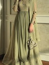 JF 014 Pure Faux Georgette Embroidery Work Gown With Dupatta Suplliers In India